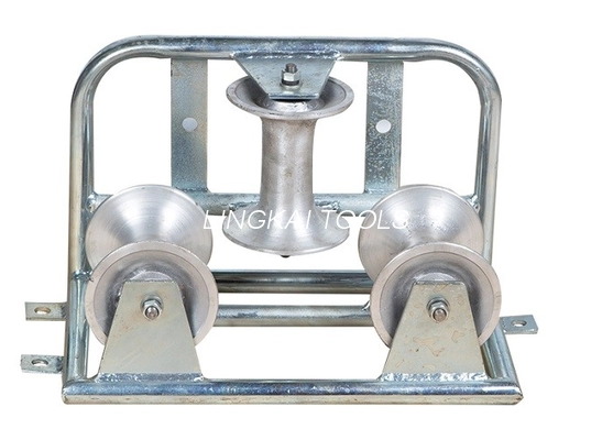 Galvanized Triple Cable trahens Rollers , Aluminium Cable Corner Roller