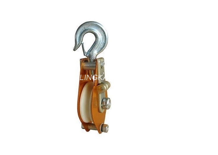 III Ton Cable trahens Pulley Nylon Sheave Hook Type levato Block