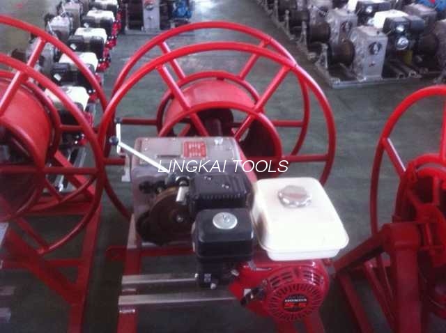 Petrol Engine Powered Cable Winch Puller 5 Ton For Conductor Sumens / Stringing