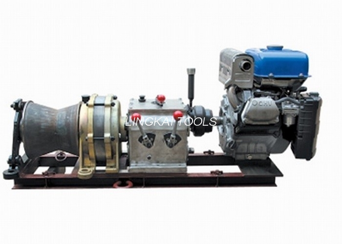 Cable Pulling Engine Powered Winch / 5 Ton Gasoline Planetary Gearbox Winch